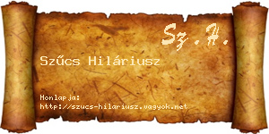 Szűcs Hiláriusz névjegykártya